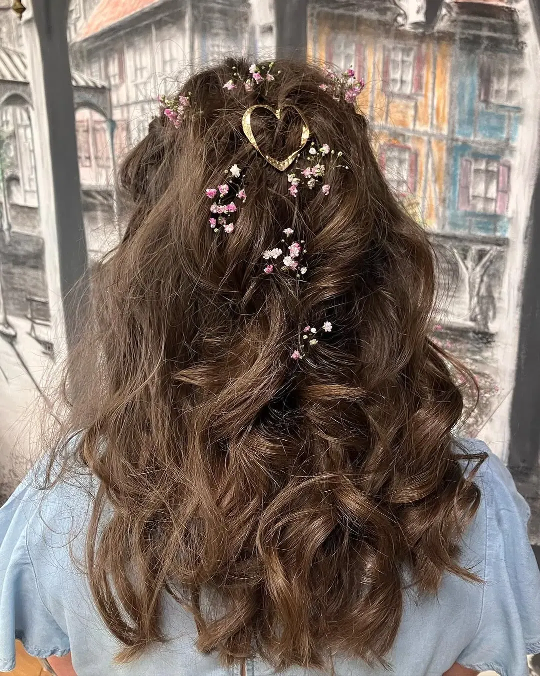 Demi-attaché, bijou de tête et gypsophile